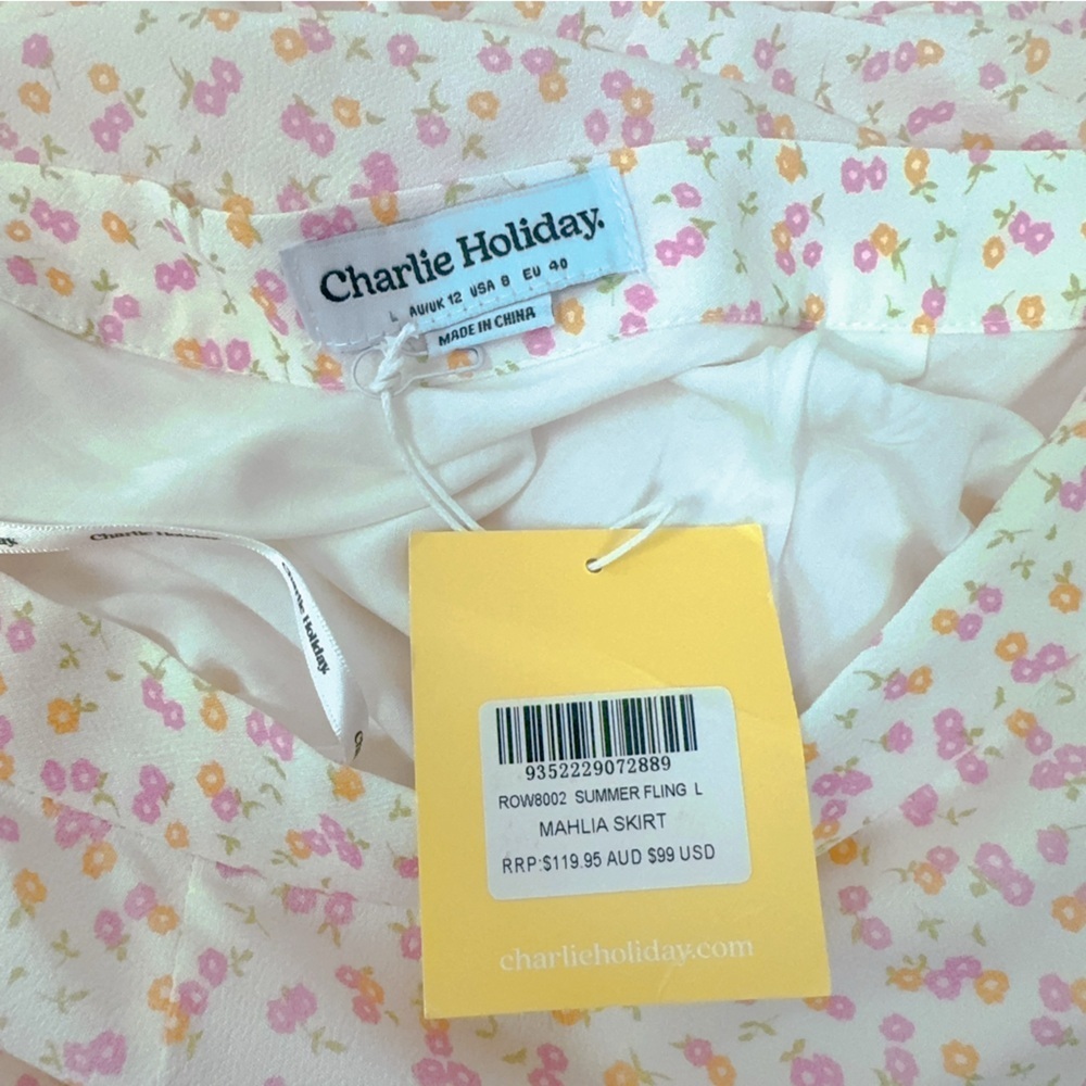 NWT Charlie Holiday Mahlia Linen Blend Floral Straight Maxi Skirt (L) - Picture 10 of 11